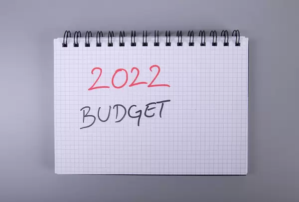 Open notebook with 2022 Budhet text