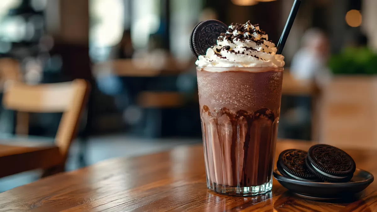 Oreo-Milchshake mit Sahne und Schokostreusel