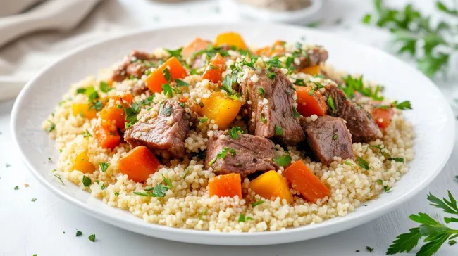 Orientalischer Couscous mit zartem Lammfleisch und Gemüse