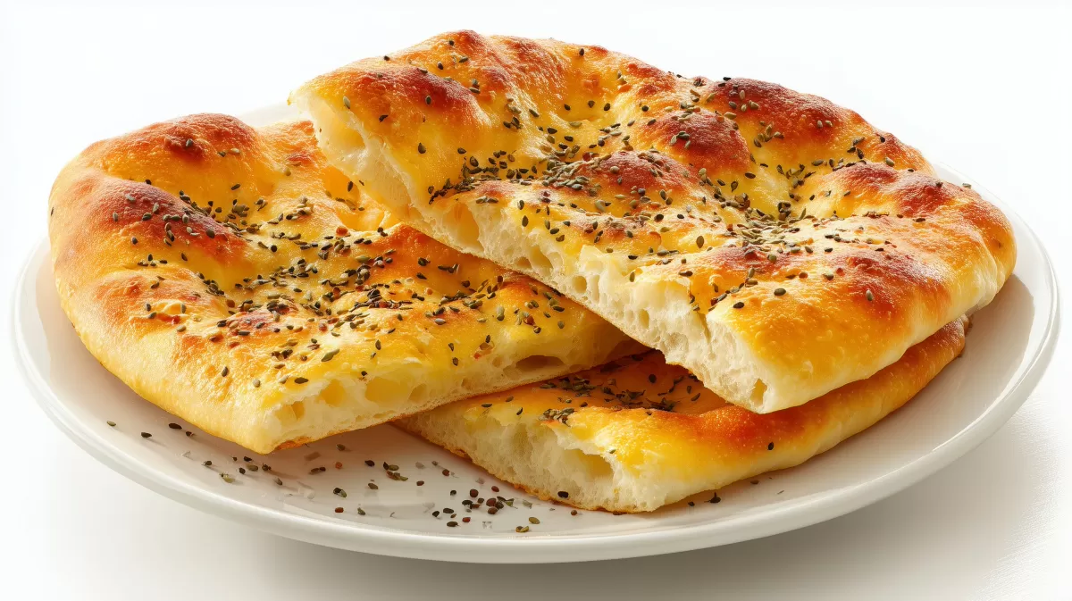 Orientalisches Fladenbrot mit Kräutern auf Teller