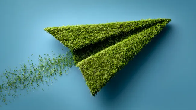 Origami-artiger Grasfotze auf Blautönen