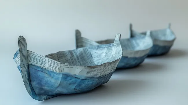 Originelle Papierboote aus Tageszeitungen