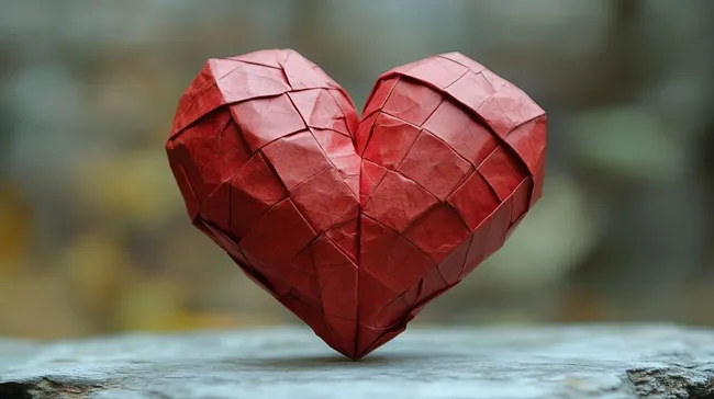 Originelle rote Papierherz-Komposition