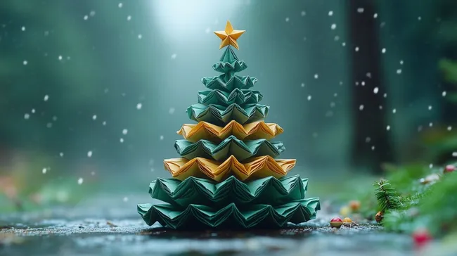 Origineller Origami-Weihnachtsbaum mit Stern