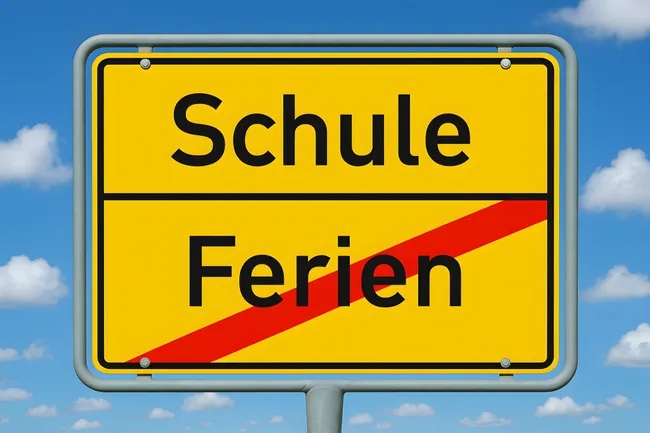 Ortsschild Schulbeginn nach Ferienende