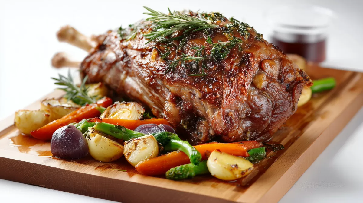 Oster Lammkeule mit Rosmarin und Gemüse