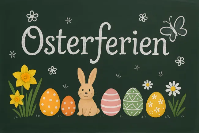 Ostergrüße mit Ostereiern und Frühblühern