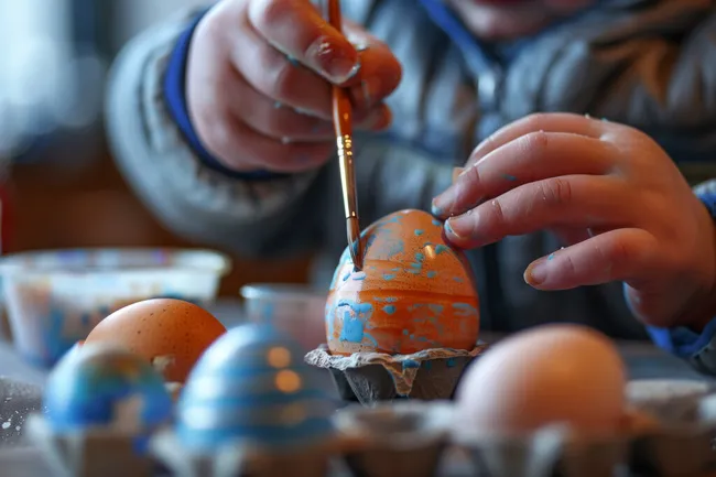 Osterhase bemalt Ostereier