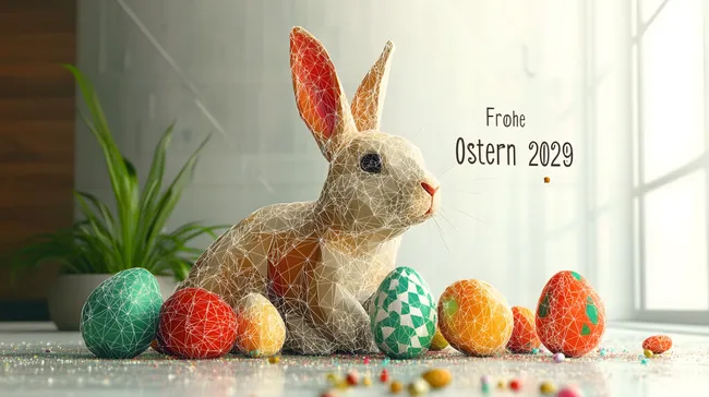 Osterhasen-Komposition mit bunten Eiern