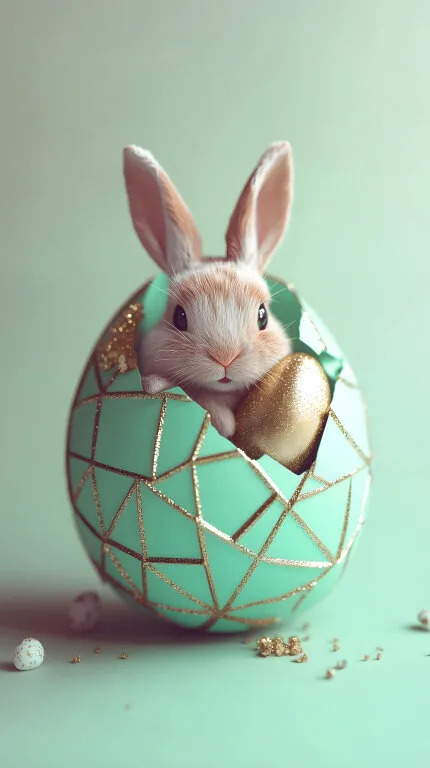 Osterhasenfigur in dekorativem Osterei