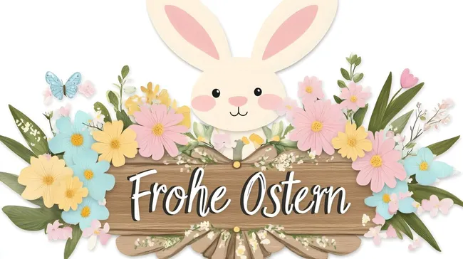 Osterliche Blumendekoration mit Hasenfigur