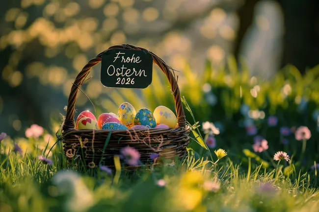 Ostern 2026 - Bunte Eier im Korb