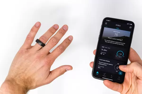 Oura smart ring and Oura mobile application with energy and activity analysis