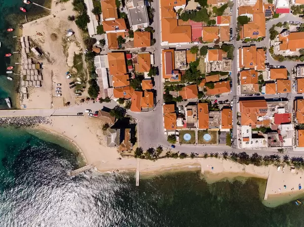 Ouranoupoli in Griechenland aus der Vogelperspektive