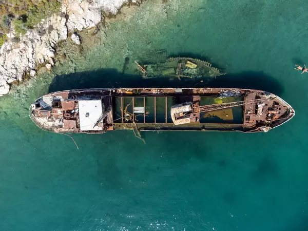 Overhead shot of ship wrack