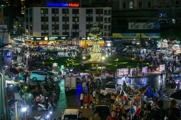 Overview of the Night Market in Dalat, Vietnam