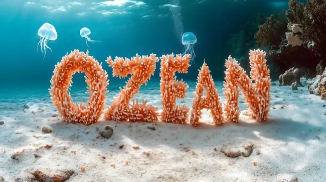 Ozeanischer Korallentraum mit schwebenden Quallen