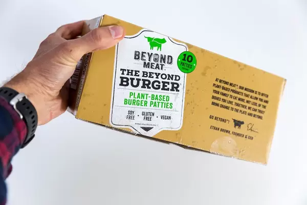 Pack of ten vegan, soy-free and gluten-free Beyond Meat burger patties