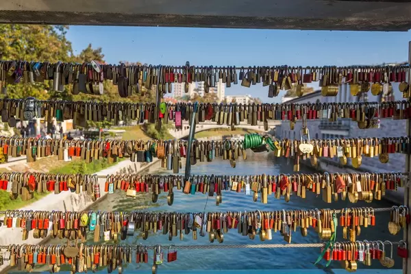 Padlocks on bridge in Ljubljana, Slovenia