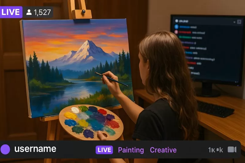 Painting live landscape on Twitch with color palette