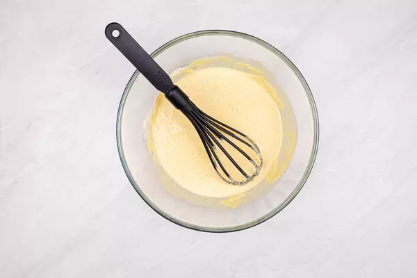 Pancake dough mixture in the bowl