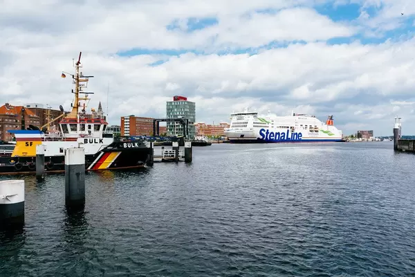 Panorama of Kiel port situated at Baltic sea