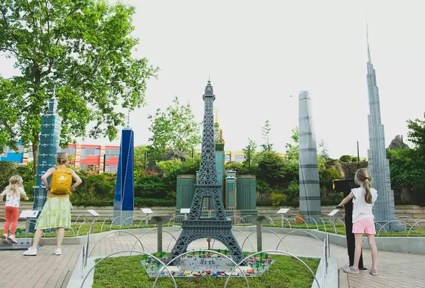 Panorama of lego replicas of the tallest buildings on earth