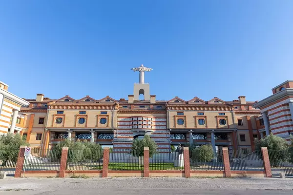 Panorama view of behind to the Cristo Rei monument in Almada Lisbon