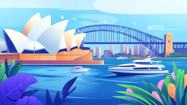 Panoramablick auf die Skyline von Sydney mit Opernhaus und Hafenbrücke