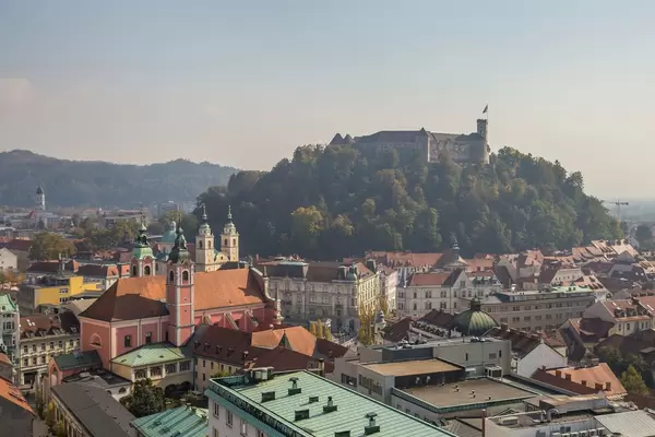 Panoramic view on old town and city center in Ljubljana, Slovenia.jpg