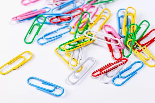 Paper clips on white background