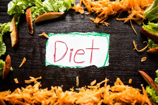 Paper reading DIET with healthy food around it