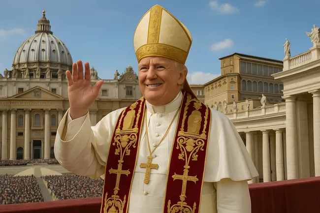 Papst beim Winken vom Petersdom-Balkon