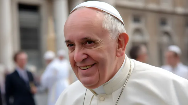 Papst Franziskus in weißer Kutte im Vatikan