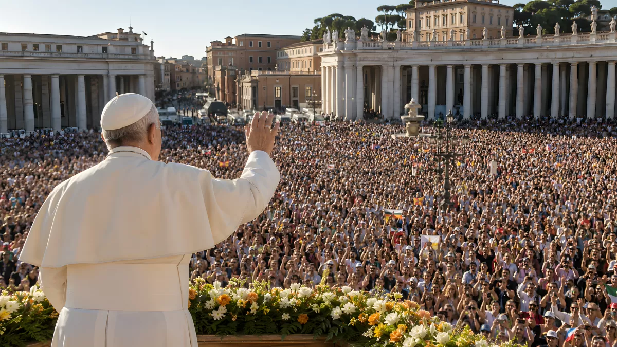 Papst segnet riesige Menschenmenge am Petersplatz