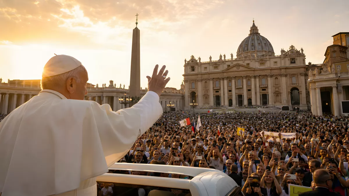 Papst segnet riesige Menschenmenge auf dem Petersplatz