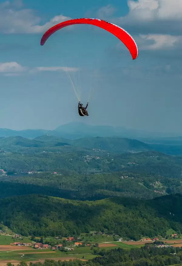 Paragliding over beautiful landscape