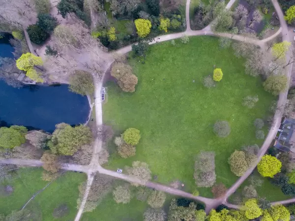 Park Volksgarten in Köln aus der Vogelperspektive