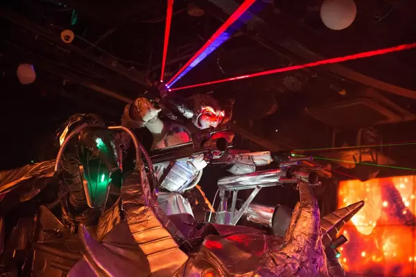 Part of the routine with lasers at the Robot Restaurant in Shinjuku, Tokyo