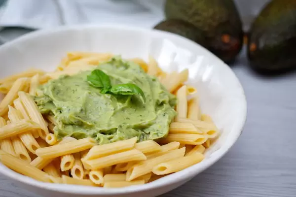 Pasta with Avocado Pesto close-up