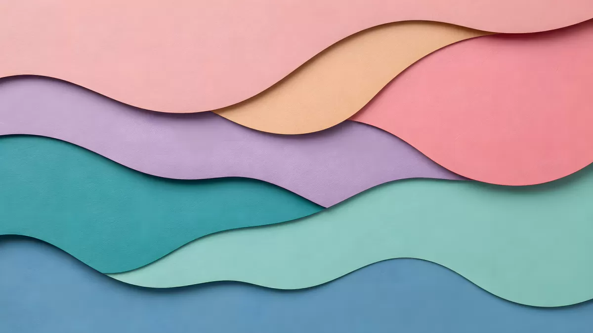 Pastellfarbene Wellenformen aus Papier in Lagen