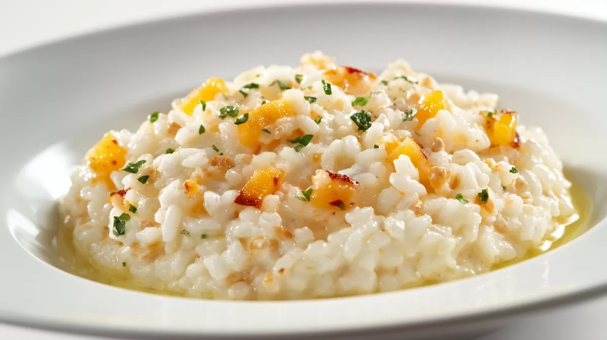 Pastinaken Hirse Risotto cremig mit Gemüse serviert