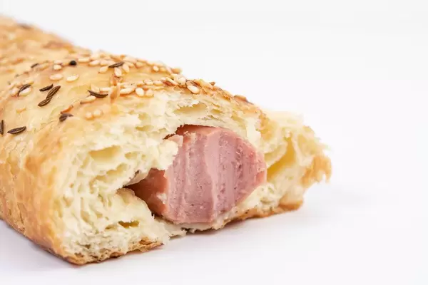 Pastry with Hot Dog on the white background (Flip 2019) (Flip 2019)