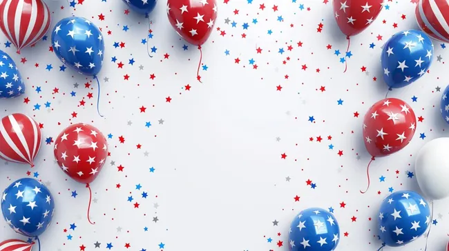 Patriotischer Hintergrund mit Luftballons und Konfetti