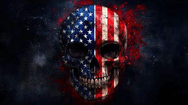 Patriotischer Totenkopf mit US-Flagge