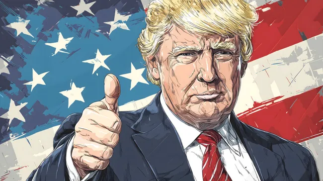 Patriotisches Porträt des US-Präsidenten mit Daumen hoch