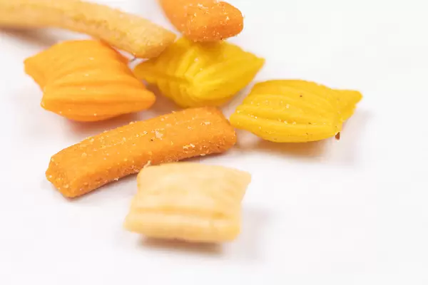 Peanut Snacks above white background