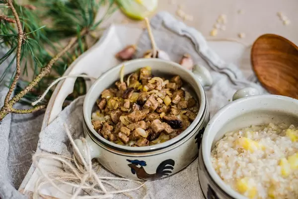 Pearl Barley Porridge With Baked Meat