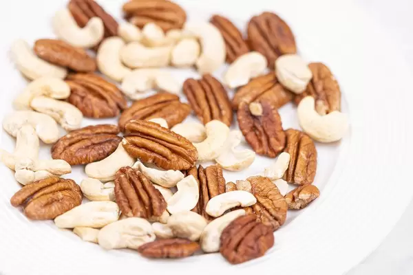Pecan Nuts and Cashew on the plate