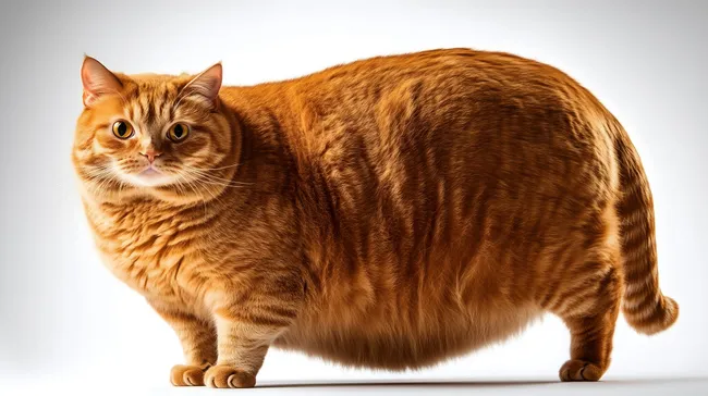 Pelziges, orange Hauskatze auf weißem Hintergrund